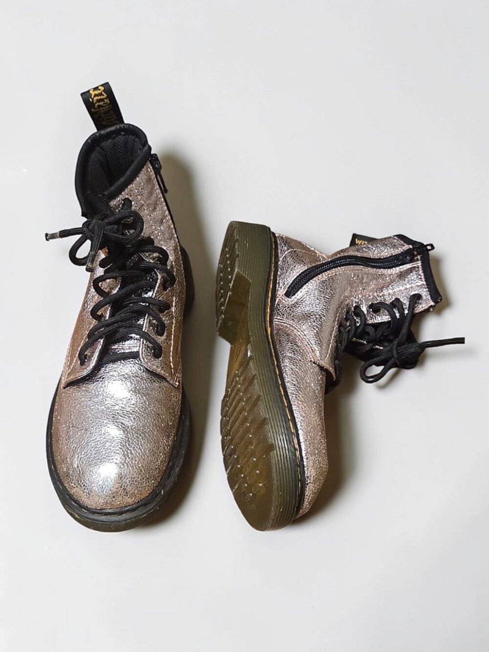 Dr. Martens Metallic Zip Lace Up Boots - Girls Size 3
